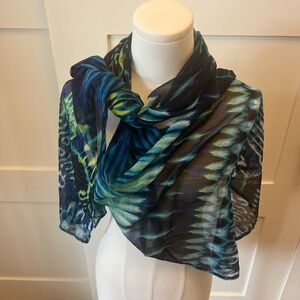 Blue and Green Patterned Scarf